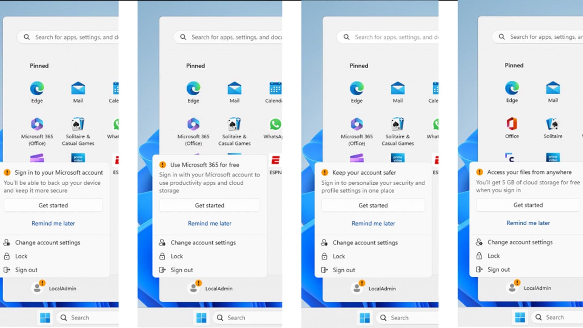 Windows 11's Start menu prepares to pester you for using a local account – PCWorld