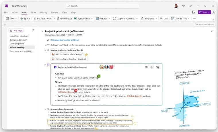 OneNote will add meeting features; Microsoft Teams for Enterprise is adding a OneNote tab – Neowin