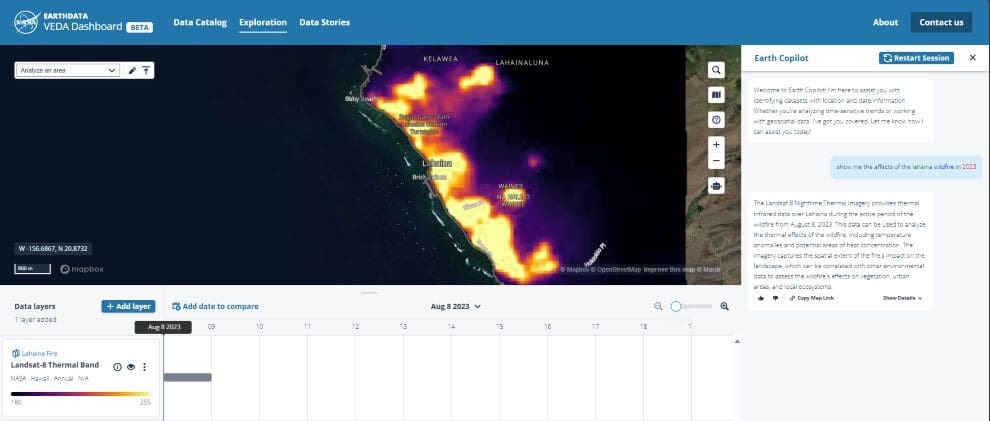 An image of NASA’s EARTHDATA VEDA Dashboard.